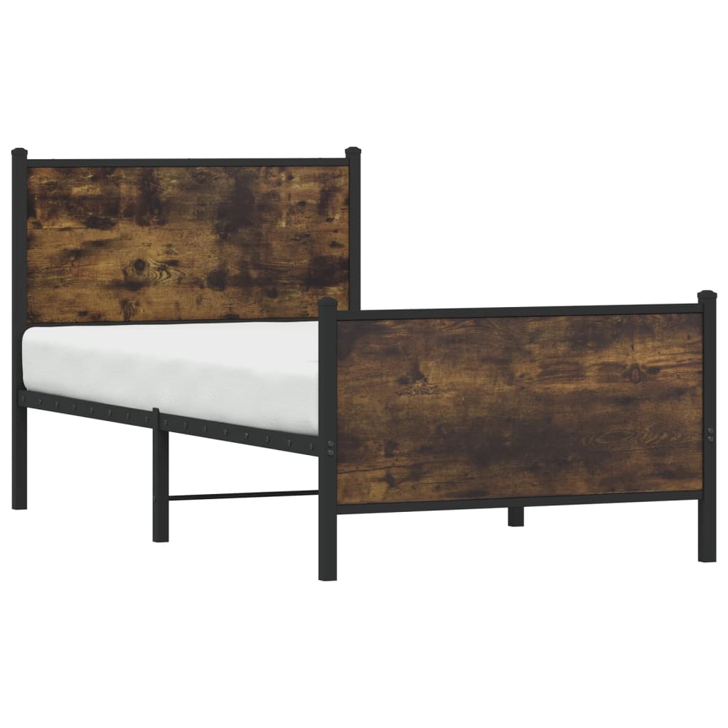 Bedframe zonder matras metaal gerookt eikenkleurig 75x190 cm is nu te koop bij PeponiXL, paradijselijk wonen!