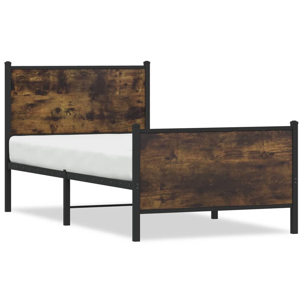 Bedframe zonder matras metaal gerookt eikenkleurig 75x190 cm is nu te koop bij PeponiXL, paradijselijk wonen!