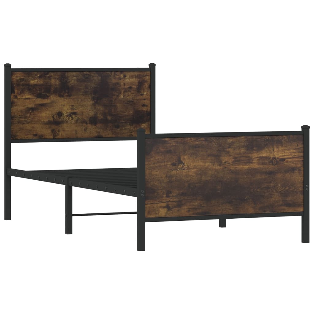 Bedframe zonder matras metaal gerookt eikenkleurig 90x190 cm is nu te koop bij PeponiXL, paradijselijk wonen!
