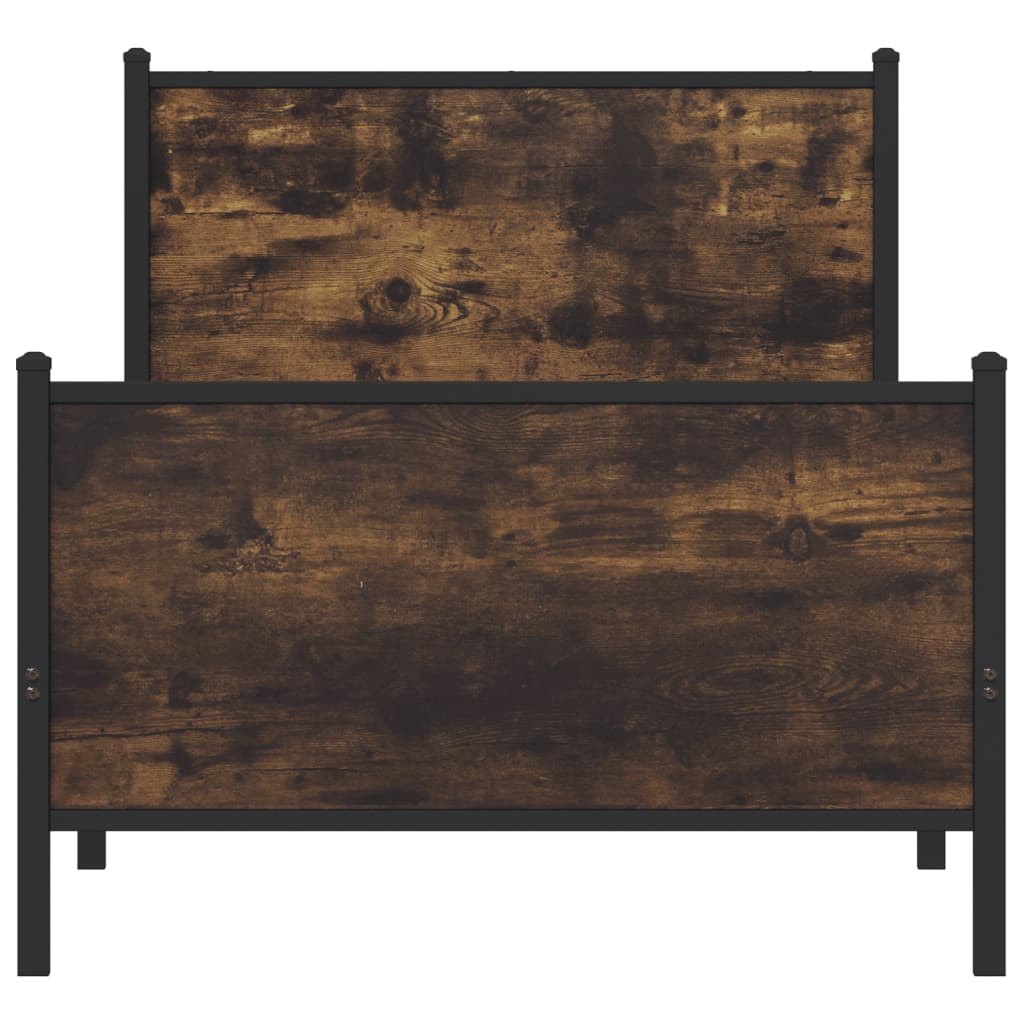 Bedframe zonder matras metaal gerookt eikenkleurig 90x190 cm is nu te koop bij PeponiXL, paradijselijk wonen!