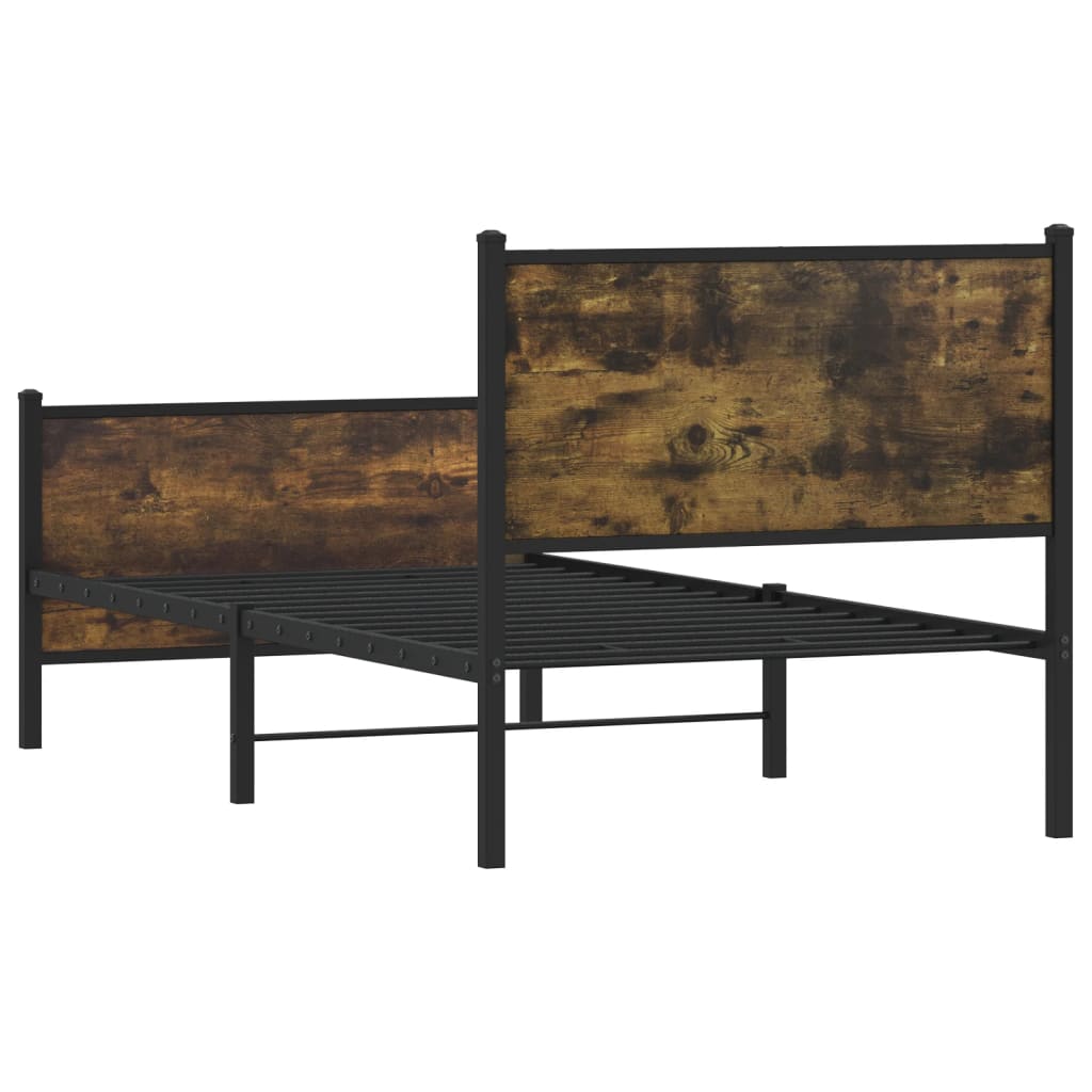 Bedframe zonder matras metaal gerookt eikenkleurig 90x200 cm is nu te koop bij PeponiXL, paradijselijk wonen!