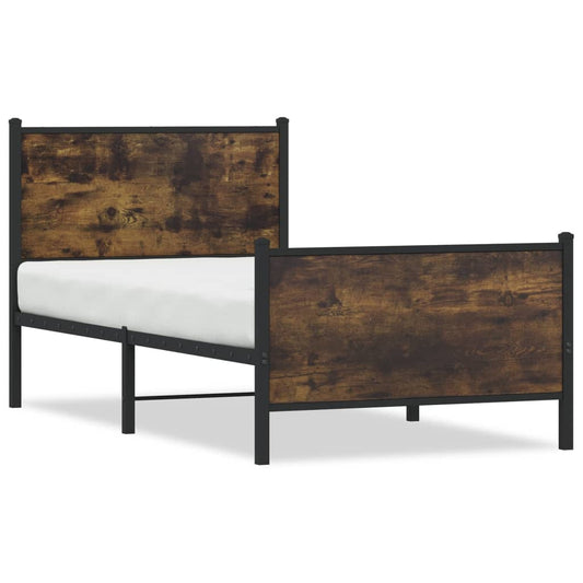 Bedframe zonder matras metaal gerookt eikenkleurig 90x200 cm is nu te koop bij PeponiXL, paradijselijk wonen!