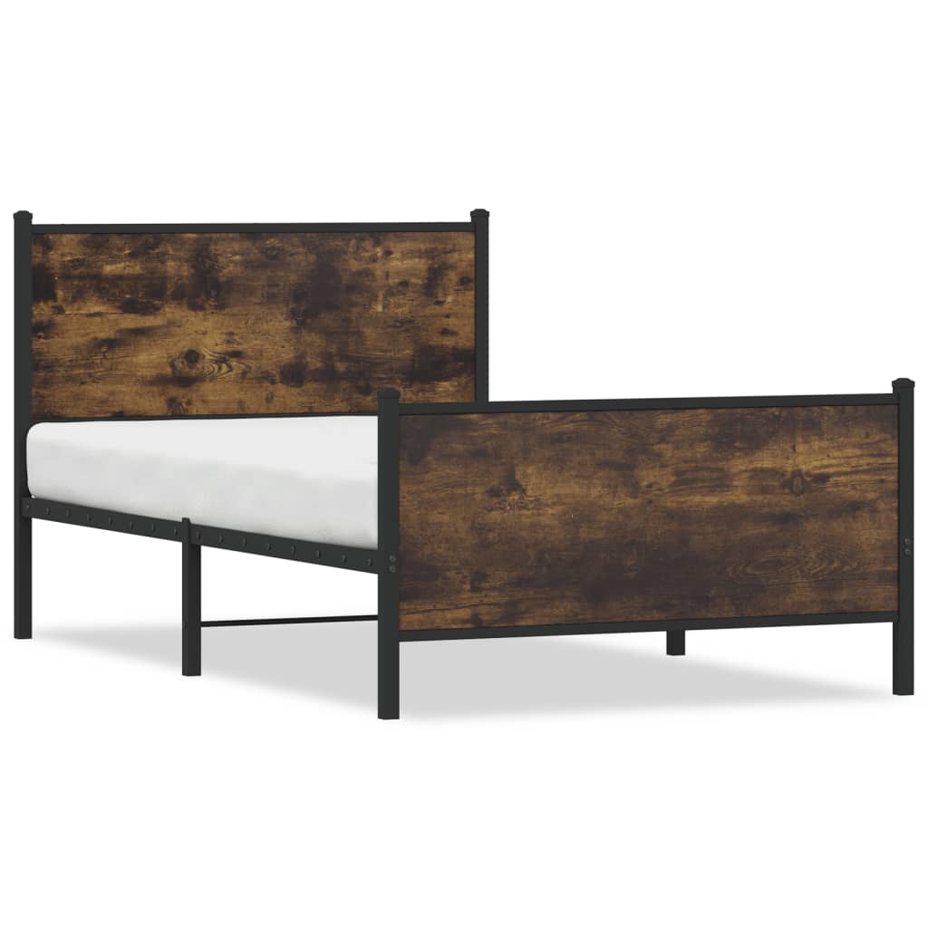 Bedframe zonder matras metaal gerookt eikenkleurig 100x190 cm is nu te koop bij PeponiXL, paradijselijk wonen!