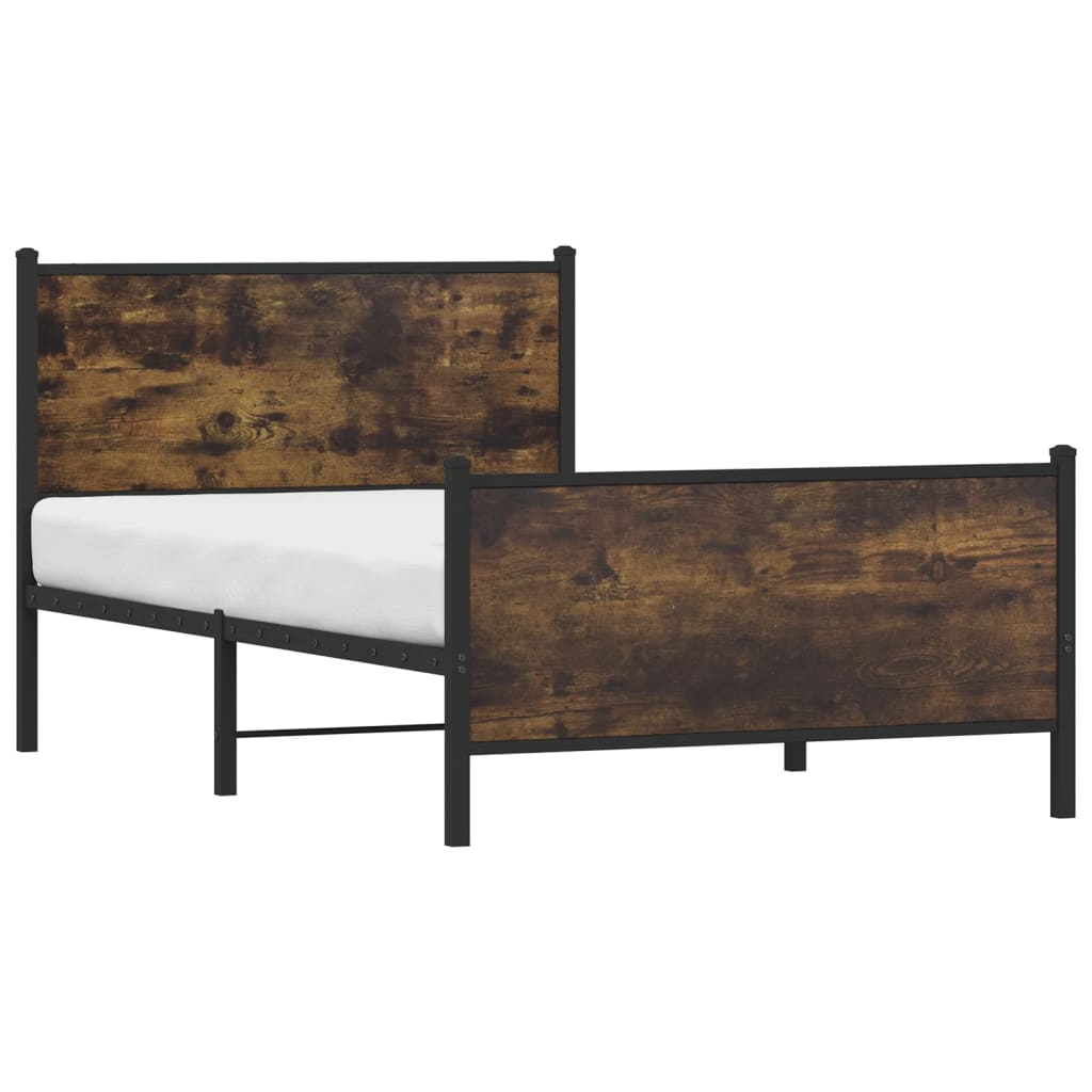 Bedframe zonder matras metaal gerookt eikenkleurig 100x190 cm is nu te koop bij PeponiXL, paradijselijk wonen!