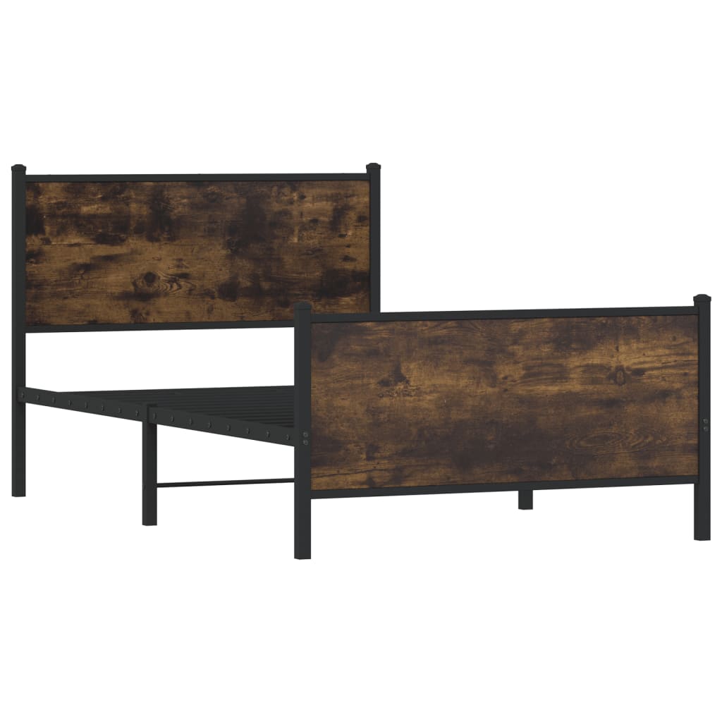 Bedframe zonder matras metaal gerookt eikenkleurig 107x203 cm is nu te koop bij PeponiXL, paradijselijk wonen!