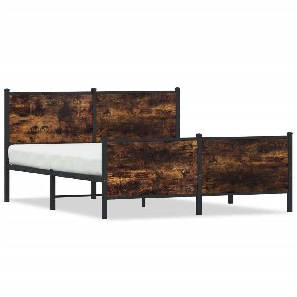 Bedframe zonder matras metaal gerookt eikenkleurig 137x190 cm is nu te koop bij PeponiXL, paradijselijk wonen!