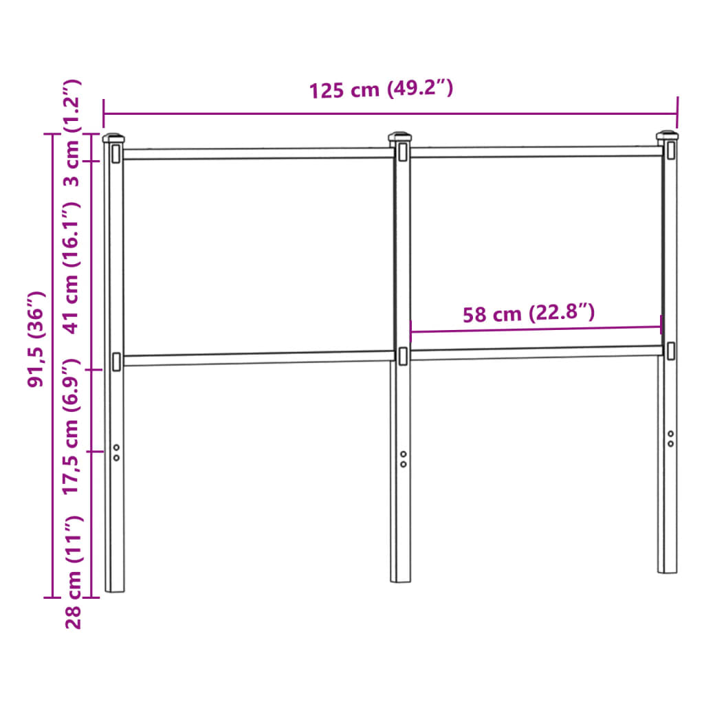 Vervangend hoofdbord 120 cm bewerkt hout en staal gerookt eikenkleurig is nu te koop bij PeponiXL, paradijselijk wonen!