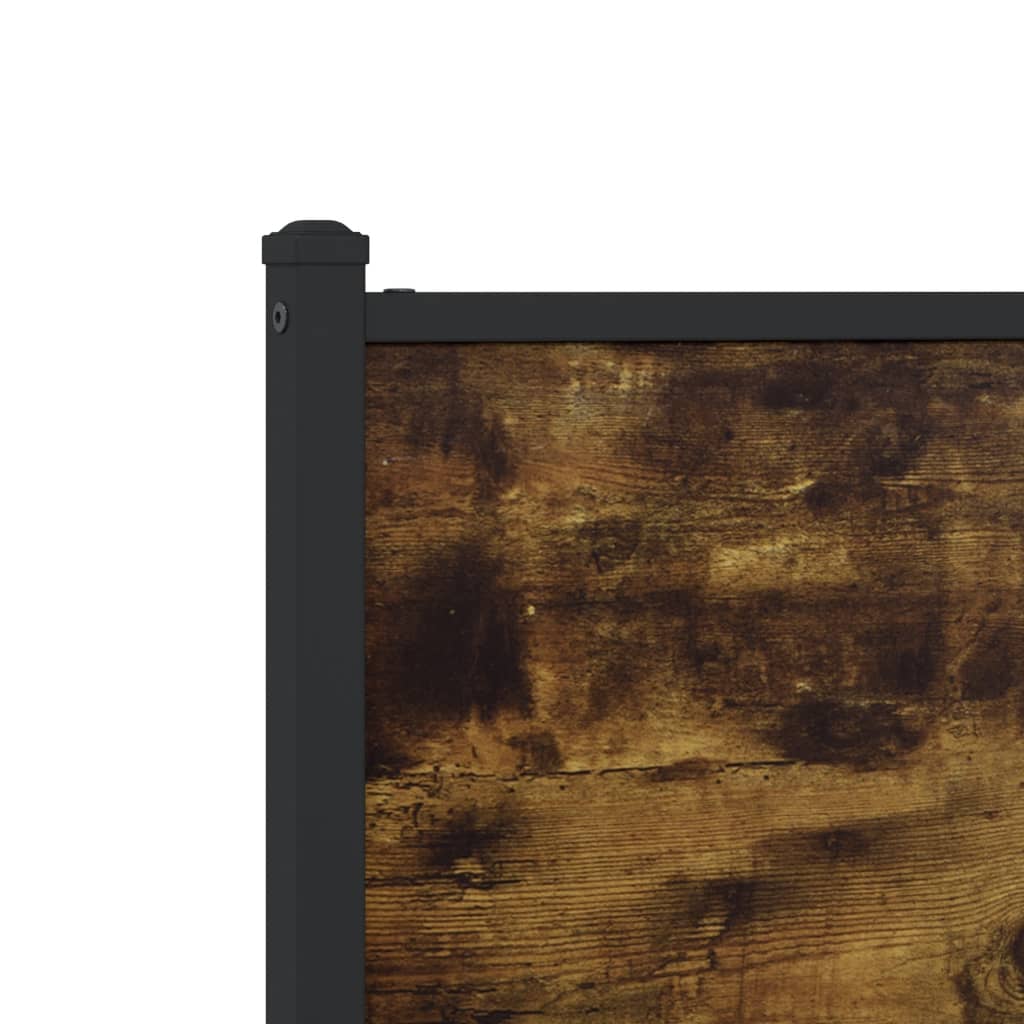 Vervangend hoofdbord 140 cm bewerkt hout en staal gerookt eikenkleurig is nu te koop bij PeponiXL, paradijselijk wonen!