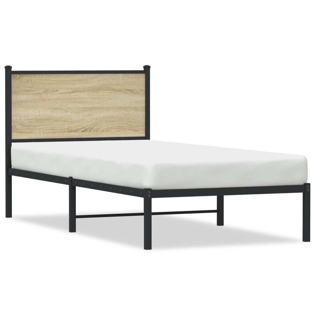 Bedframe zonder matras metaal sonoma eikenkleurig 75x190 cm is nu te koop bij PeponiXL, paradijselijk wonen!