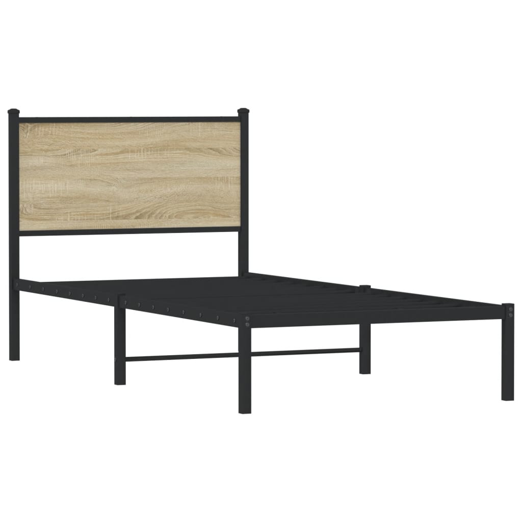 Bedframe zonder matras metaal sonoma eikenkleurig 75x190 cm is nu te koop bij PeponiXL, paradijselijk wonen!
