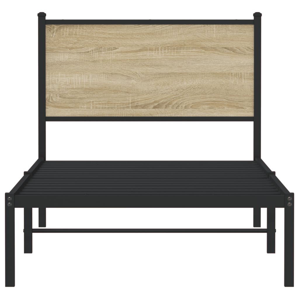Bedframe zonder matras metaal sonoma eikenkleurig 75x190 cm is nu te koop bij PeponiXL, paradijselijk wonen!