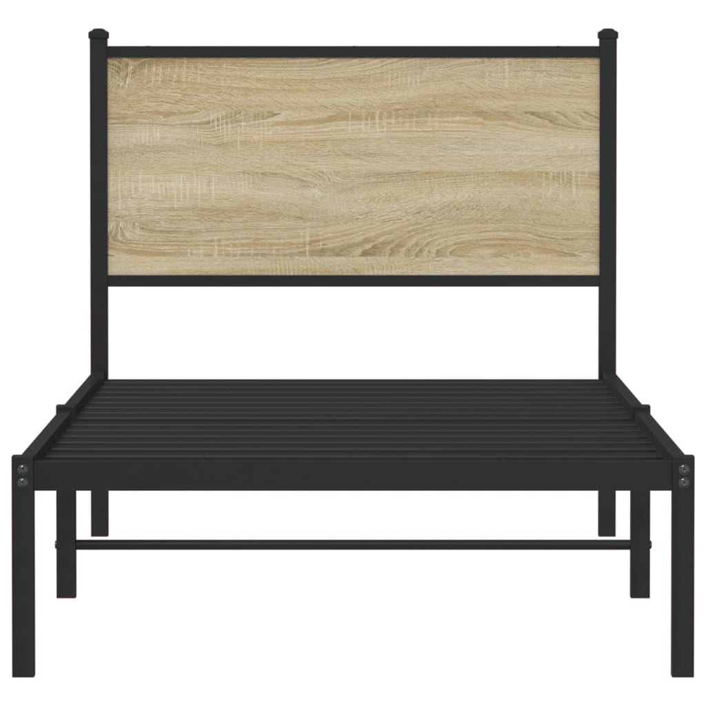 Bedframe zonder matras metaal sonoma eikenkleurig 80x200 cm is nu te koop bij PeponiXL, paradijselijk wonen!