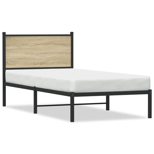 Bedframe zonder matras metaal sonoma eikenkleurig 80x200 cm is nu te koop bij PeponiXL, paradijselijk wonen!