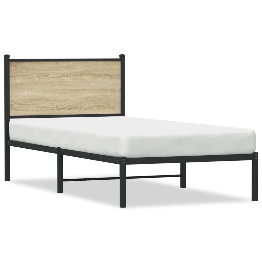 Bedframe zonder matras metaal sonoma eikenkleurig 90x190 cm is nu te koop bij PeponiXL, paradijselijk wonen!