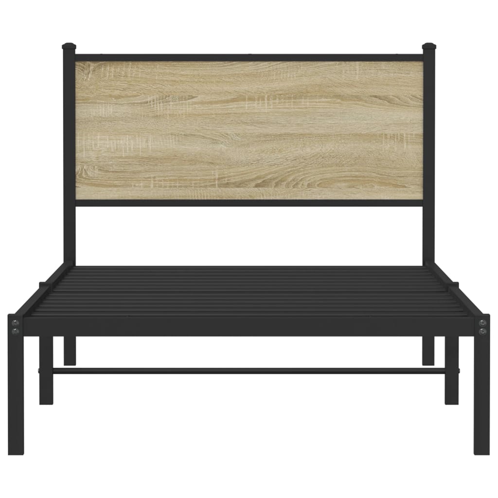 Bedframe zonder matras metaal sonoma eikenkleurig 100x190 cm is nu te koop bij PeponiXL, paradijselijk wonen!