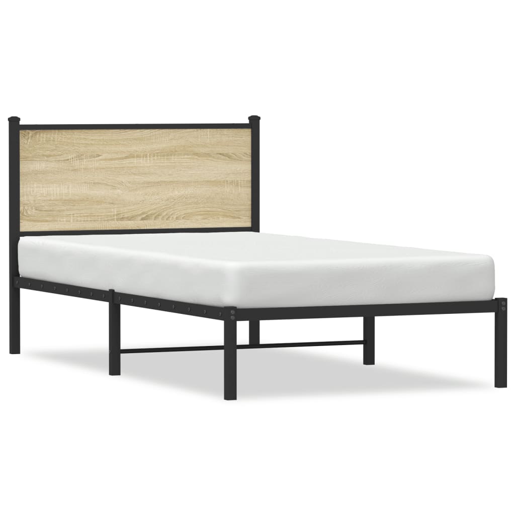 Bedframe zonder matras metaal sonoma eikenkleurig 100x200 cm is nu te koop bij PeponiXL, paradijselijk wonen!