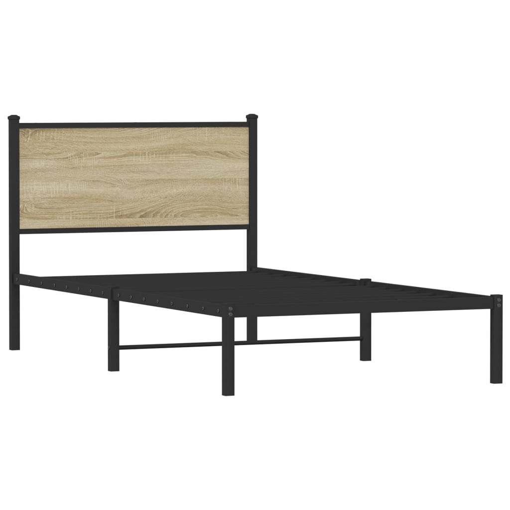 Bedframe zonder matras metaal sonoma eikenkleurig 100x200 cm is nu te koop bij PeponiXL, paradijselijk wonen!