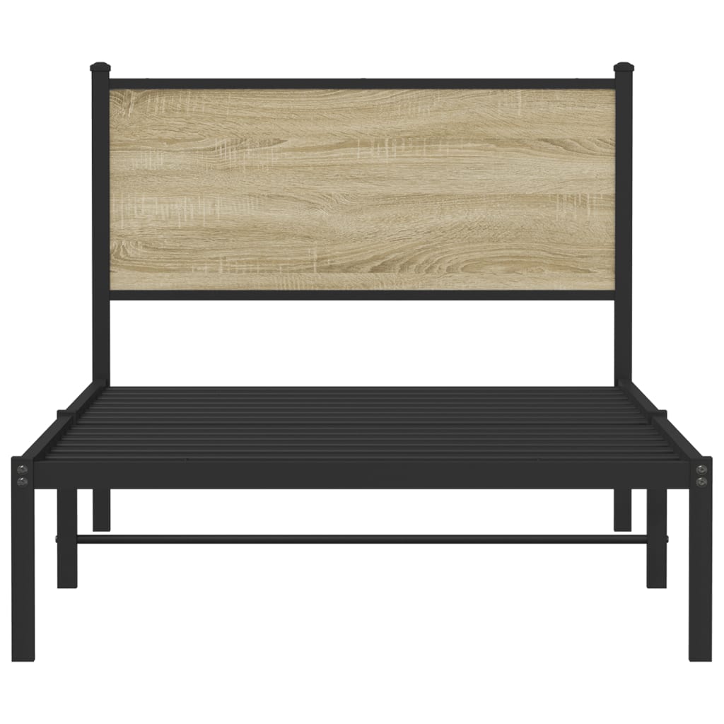 Bedframe zonder matras metaal sonoma eikenkleurig 100x200 cm is nu te koop bij PeponiXL, paradijselijk wonen!