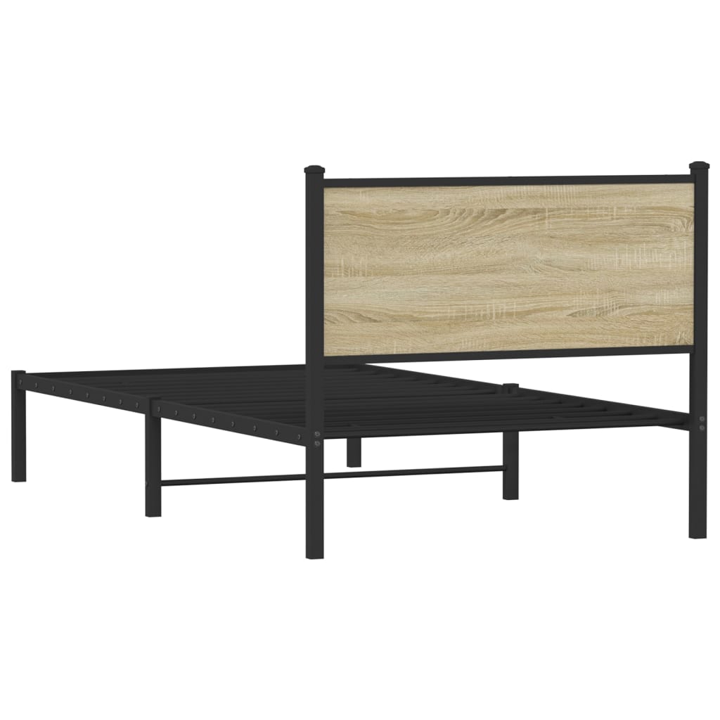 Bedframe zonder matras metaal sonoma eikenkleurig 100x200 cm is nu te koop bij PeponiXL, paradijselijk wonen!