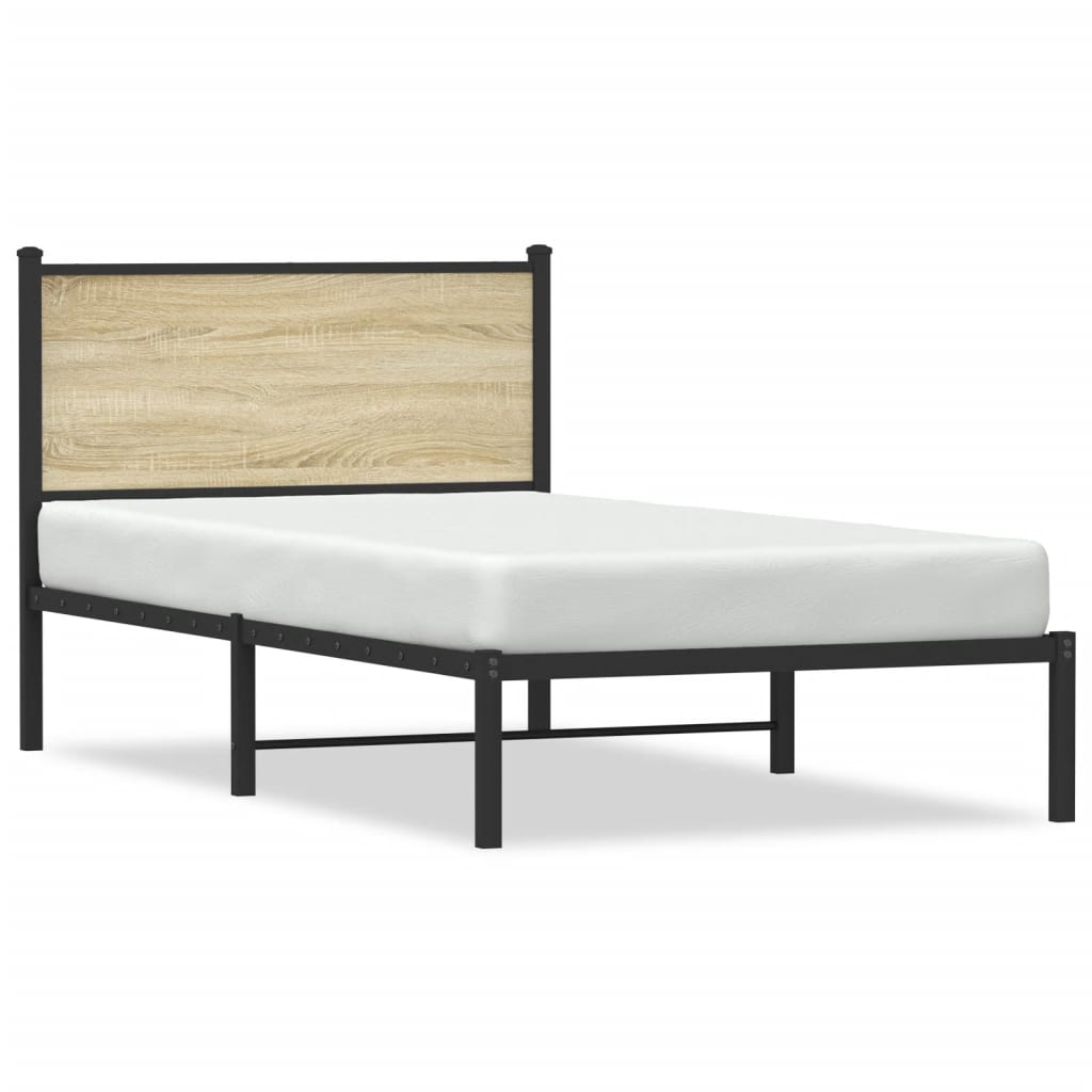 Bedframe zonder matras metaal sonoma eikenkleurig 107x203 cm is nu te koop bij PeponiXL, paradijselijk wonen!