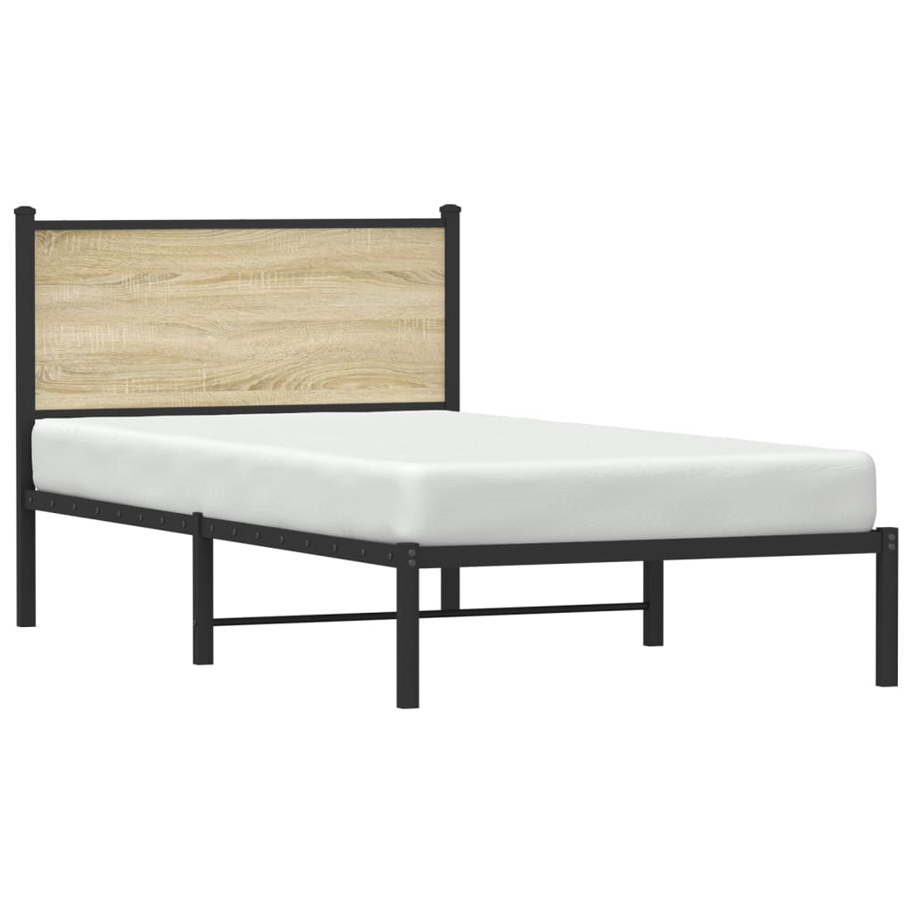 Bedframe zonder matras metaal sonoma eikenkleurig 107x203 cm is nu te koop bij PeponiXL, paradijselijk wonen!