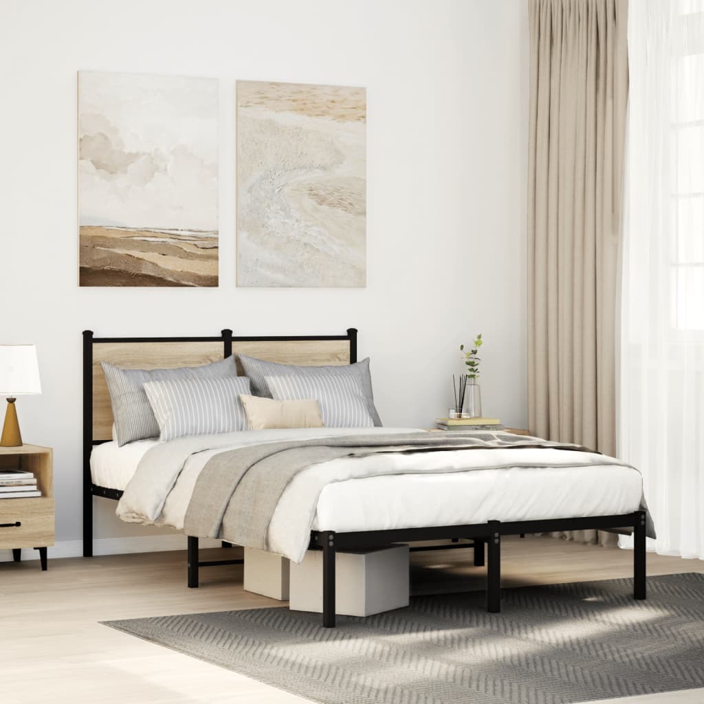 Bedframe zonder matras metaal sonoma eikenkleurig 120x200 cm is nu te koop bij PeponiXL, paradijselijk wonen!