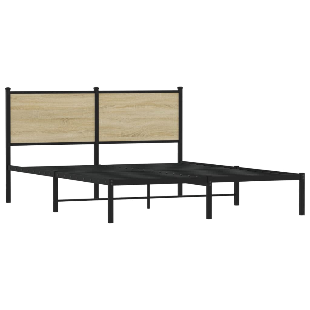 Bedframe zonder matras metaal sonoma eikenkleurig 137x190 cm is nu te koop bij PeponiXL, paradijselijk wonen!