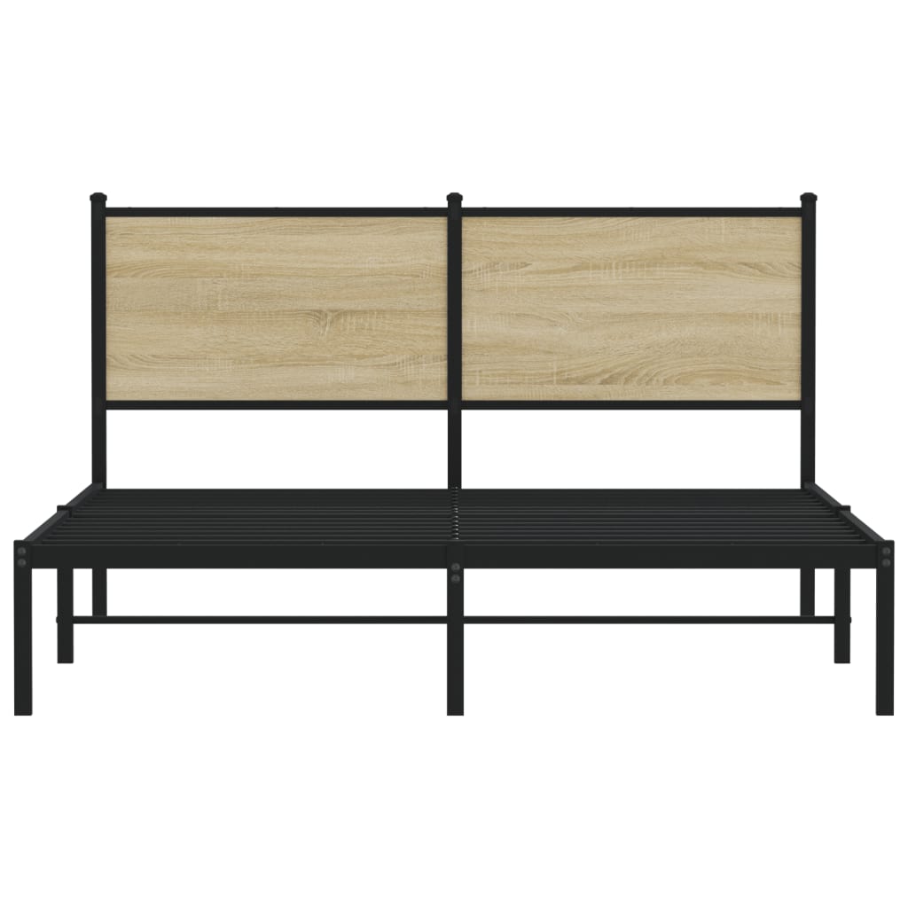 Bedframe zonder matras metaal sonoma eikenkleurig 137x190 cm is nu te koop bij PeponiXL, paradijselijk wonen!