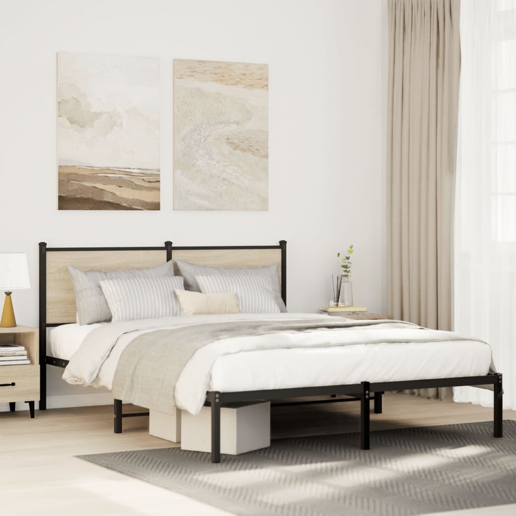Bedframe zonder matras metaal sonoma eikenkleurig 140x200 cm is nu te koop bij PeponiXL, paradijselijk wonen!
