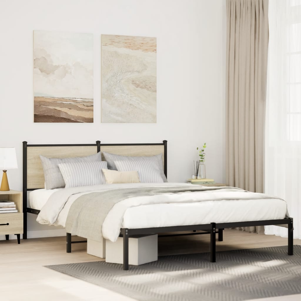 Bedframe zonder matras metaal sonoma eikenkleurig 150x200 cm is nu te koop bij PeponiXL, paradijselijk wonen!