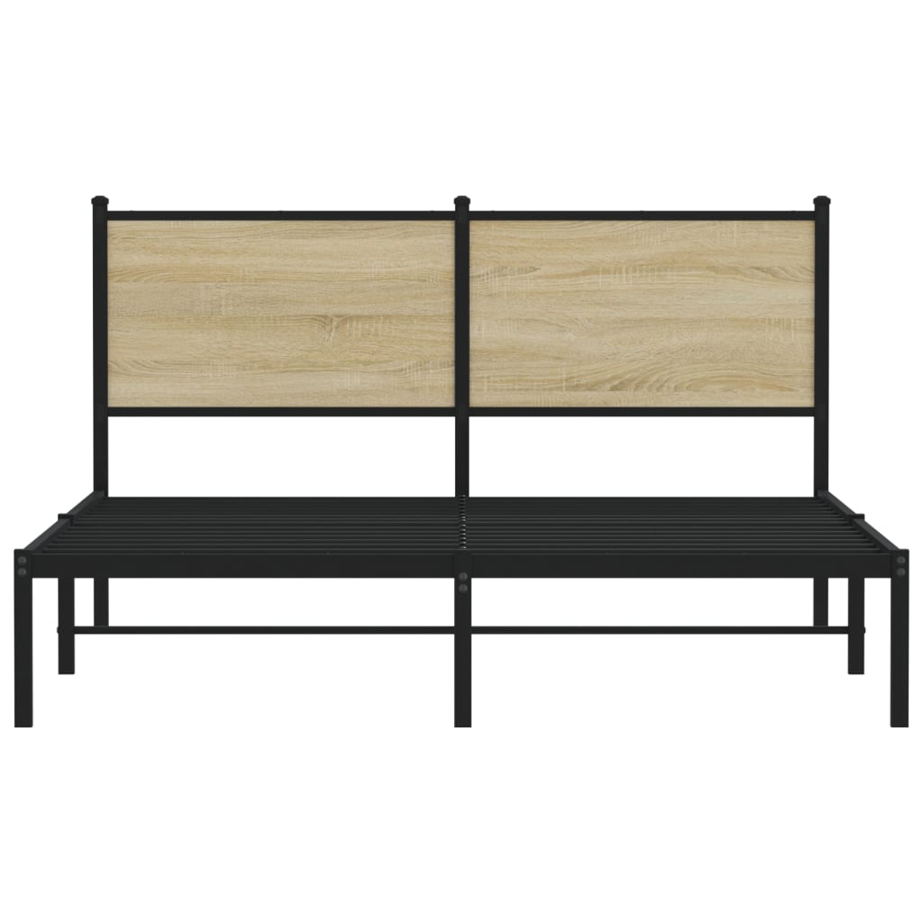 Bedframe zonder matras metaal sonoma eikenkleurig 150x200 cm is nu te koop bij PeponiXL, paradijselijk wonen!