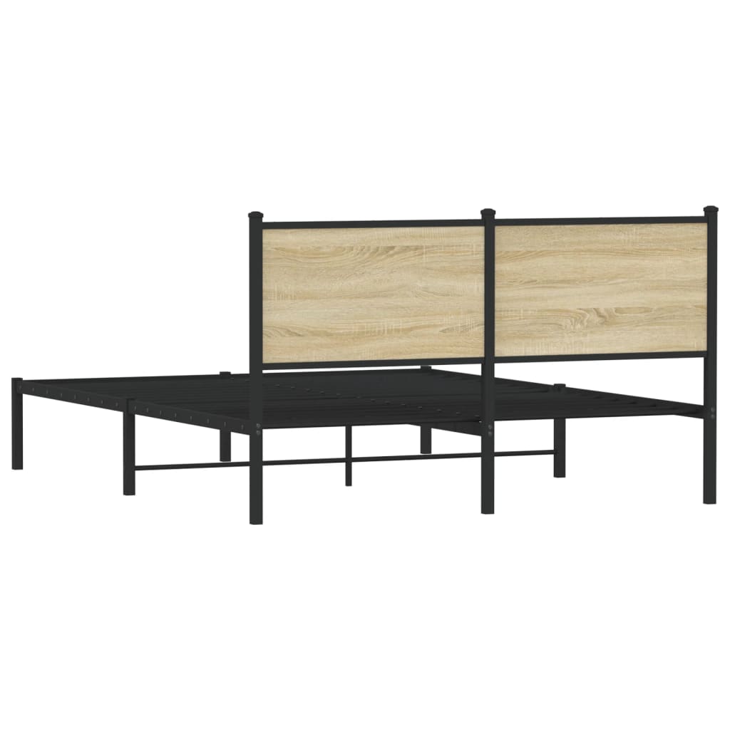 Bedframe zonder matras metaal sonoma eikenkleurig 150x200 cm is nu te koop bij PeponiXL, paradijselijk wonen!