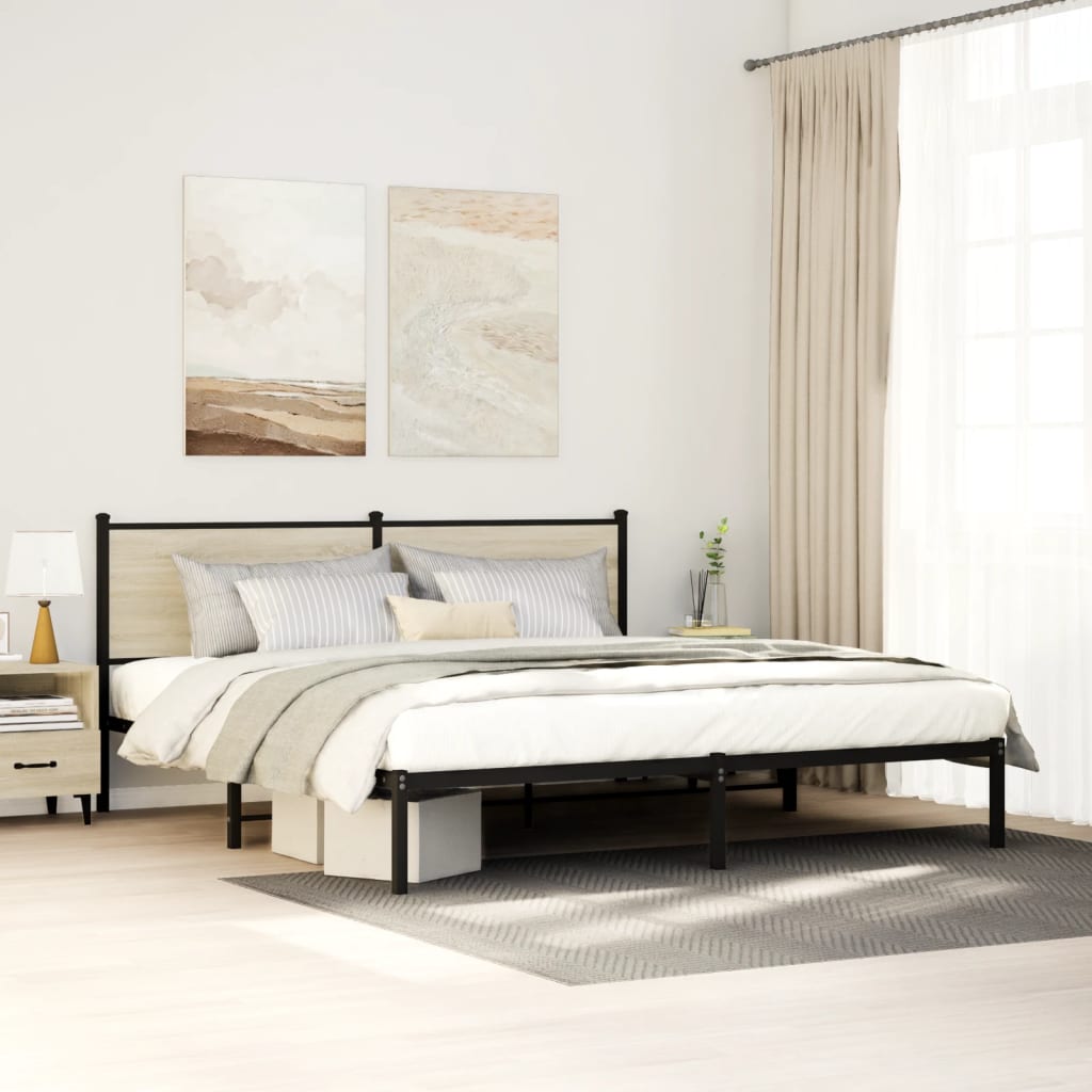 Bedframe zonder matras metaal sonoma eikenkleurig 160x200 cm is nu te koop bij PeponiXL, paradijselijk wonen!
