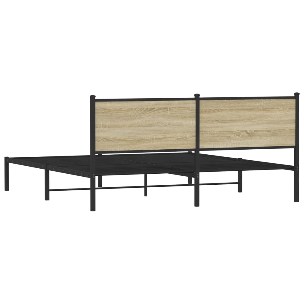 Bedframe zonder matras metaal sonoma eikenkleurig 160x200 cm is nu te koop bij PeponiXL, paradijselijk wonen!