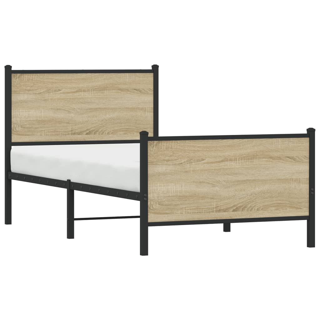 Bedframe zonder matras metaal sonoma eikenkleurig 75x190 cm is nu te koop bij PeponiXL, paradijselijk wonen!