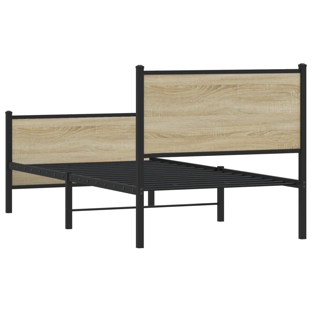 Bedframe zonder matras metaal sonoma eikenkleurig 80x200 cm is nu te koop bij PeponiXL, paradijselijk wonen!