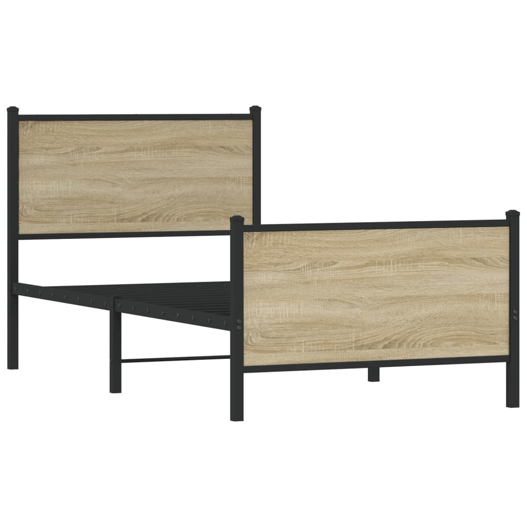 Bedframe zonder matras metaal sonoma eikenkleurig 90x200 cm is nu te koop bij PeponiXL, paradijselijk wonen!
