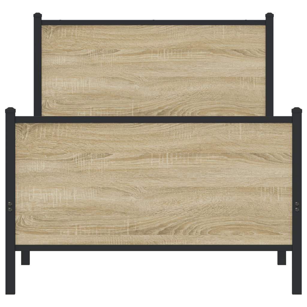 Bedframe zonder matras metaal sonoma eikenkleurig 90x200 cm is nu te koop bij PeponiXL, paradijselijk wonen!