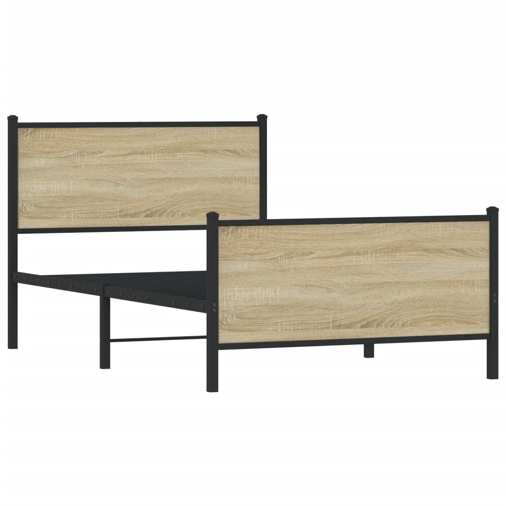 Bedframe zonder matras metaal sonoma eikenkleurig 100x200 cm is nu te koop bij PeponiXL, paradijselijk wonen!
