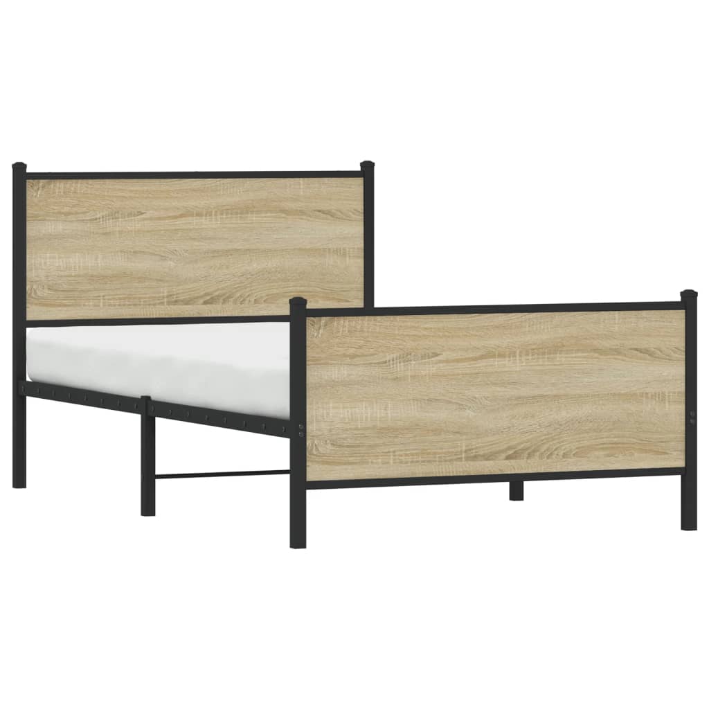 Bedframe zonder matras metaal sonoma eikenkleurig 100x200 cm is nu te koop bij PeponiXL, paradijselijk wonen!