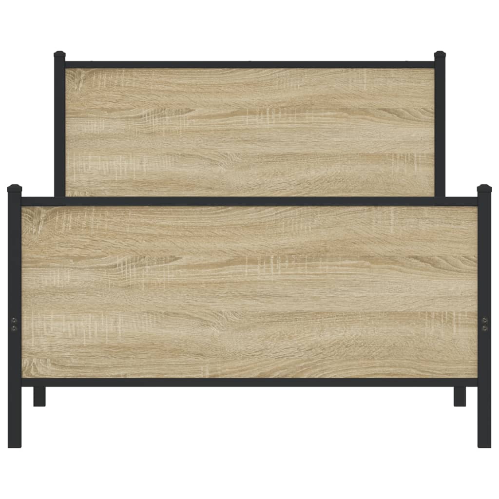Bedframe zonder matras metaal sonoma eikenkleurig 100x200 cm is nu te koop bij PeponiXL, paradijselijk wonen!