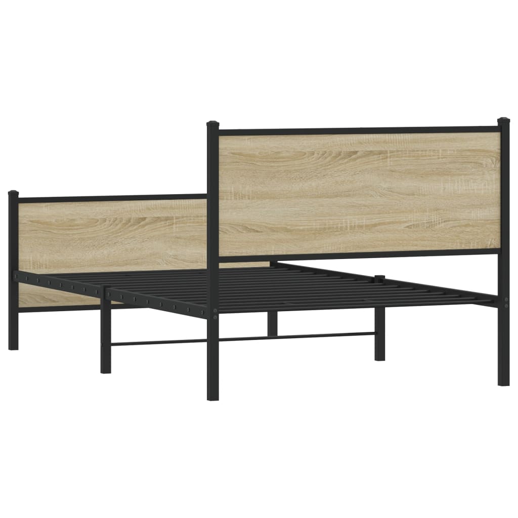 Bedframe zonder matras metaal sonoma eikenkleurig 100x200 cm is nu te koop bij PeponiXL, paradijselijk wonen!
