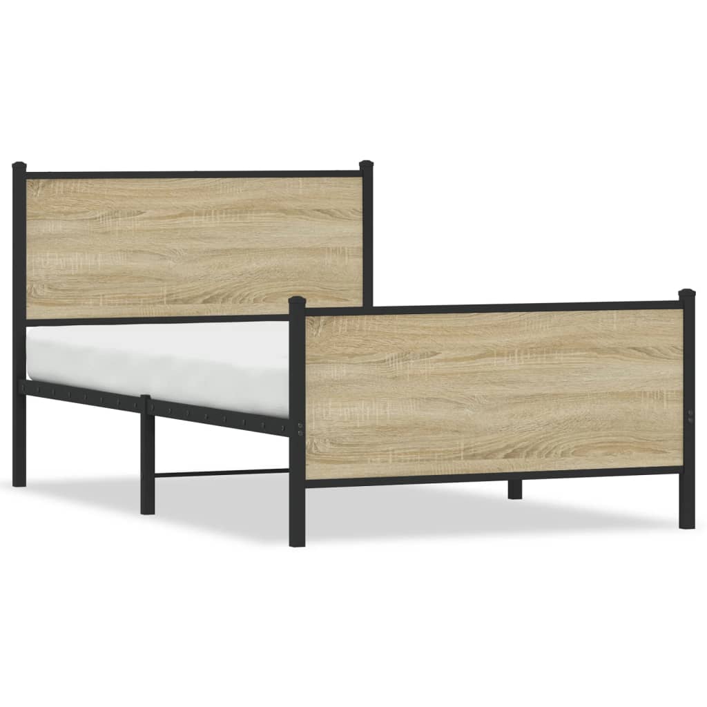 Bedframe zonder matras metaal sonoma eikenkleurig 100x200 cm is nu te koop bij PeponiXL, paradijselijk wonen!
