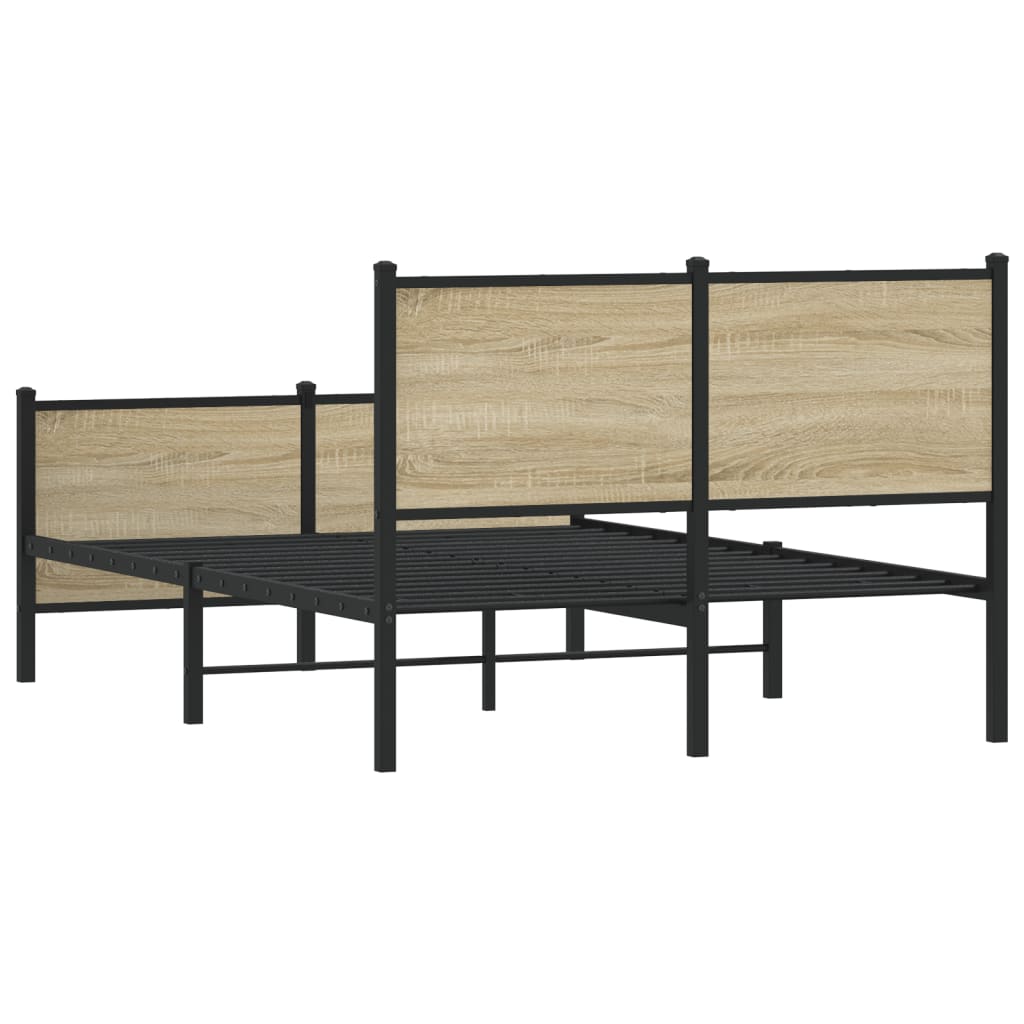 Bedframe zonder matras metaal sonoma eikenkleurig 120x190 cm is nu te koop bij PeponiXL, paradijselijk wonen!