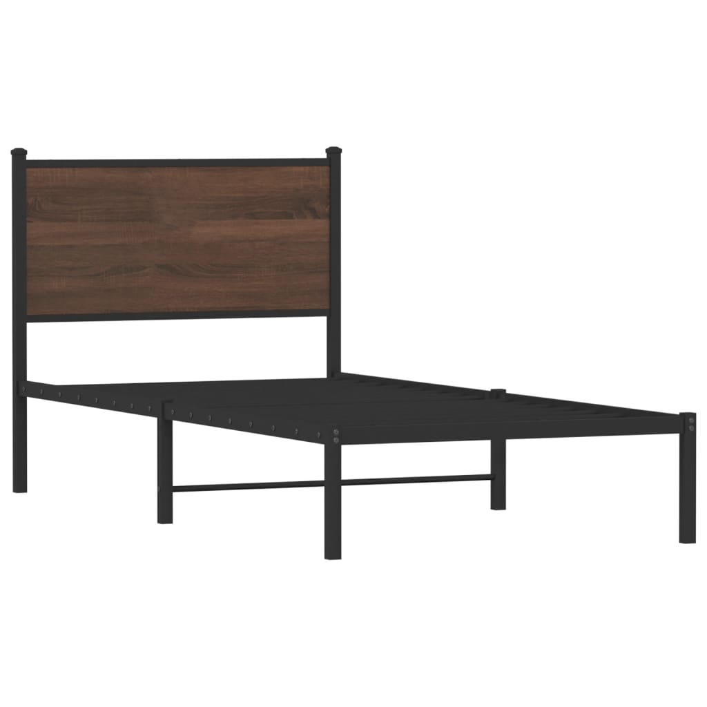 Bedframe zonder matras metaal bruin eikenkleurig 75x190 cm is nu te koop bij PeponiXL, paradijselijk wonen!
