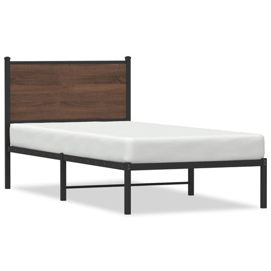 Bedframe zonder matras metaal bruin eikenkleurig 75x190 cm is nu te koop bij PeponiXL, paradijselijk wonen!