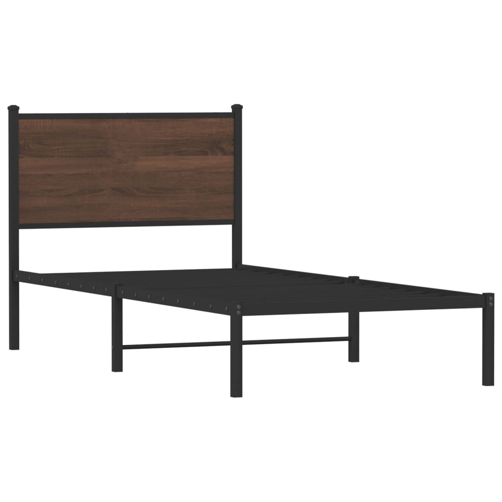 Bedframe zonder matras metaal bruin eikenkleurig 80x200 cm is nu te koop bij PeponiXL, paradijselijk wonen!