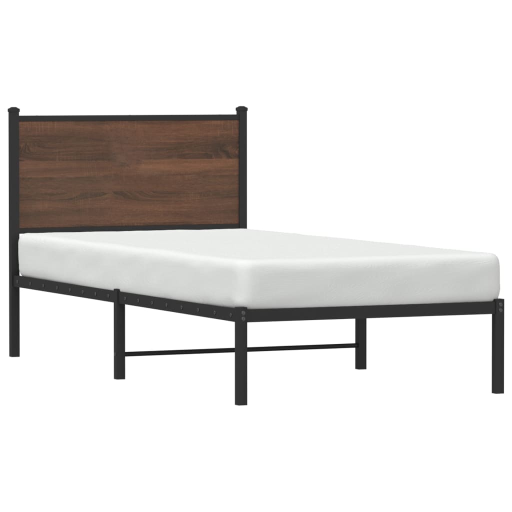 Bedframe zonder matras metaal bruin eikenkleurig 90x200 cm is nu te koop bij PeponiXL, paradijselijk wonen!