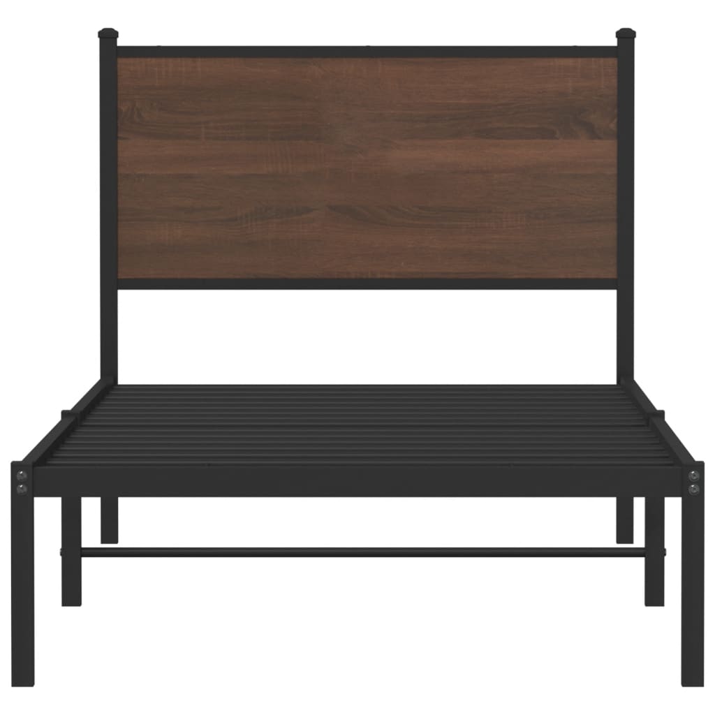 Bedframe zonder matras metaal bruin eikenkleurig 90x200 cm is nu te koop bij PeponiXL, paradijselijk wonen!