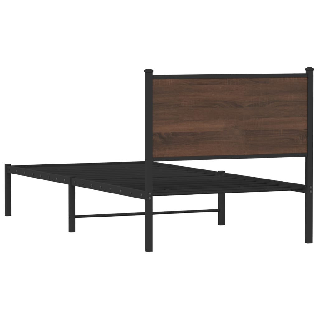 Bedframe zonder matras metaal bruin eikenkleurig 90x200 cm is nu te koop bij PeponiXL, paradijselijk wonen!
